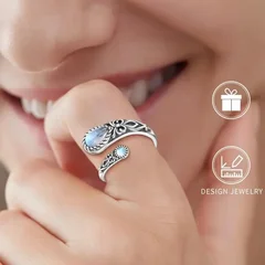 Moonstone Vintage Boho Adjustable Ring-6