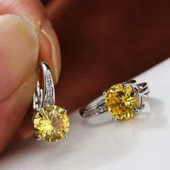 7mm Round Cut Glass Stone Hook Drop Dangle Earrings-21