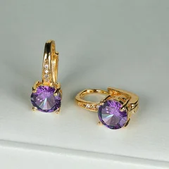 7mm Round Cut Glass Stone Hook Drop Dangle Earrings-43