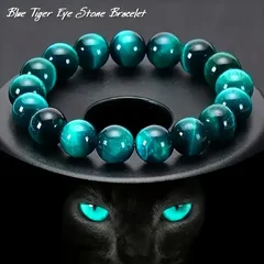 Bohemian Blue Tiger-Eye Beaded Bracelet - 8mm-1