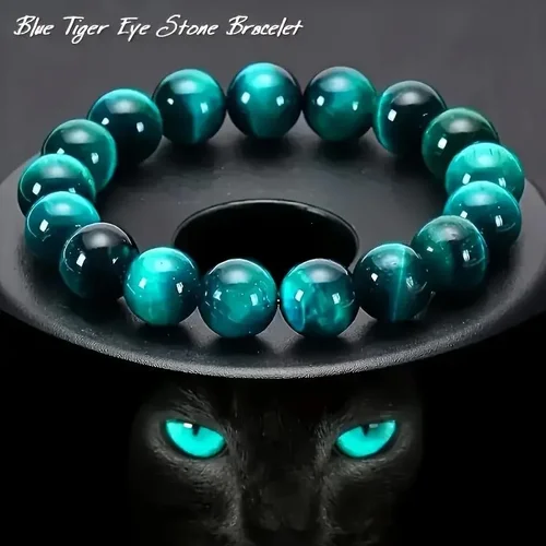 Bohemian Blue Tiger-Eye Beaded Bracelet - 8mm