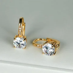 7mm Round Cut Glass Stone Hook Drop Dangle Earrings-4