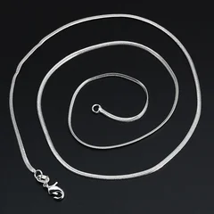 Fashion Silver Color Flat Snake Chain Necklace 2mm Width-6