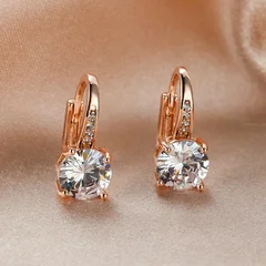 7mm Round Cut Glass Stone Hook Drop Dangle Earrings-2