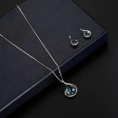 Elegant Waterdrop Pendant Necklace and Hook Earrings Jewelry Set for Women-5