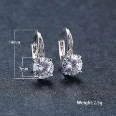 7mm Round Cut Glass Stone Hook Drop Dangle Earrings-11