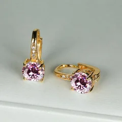 7mm Round Cut Glass Stone Hook Drop Dangle Earrings-36