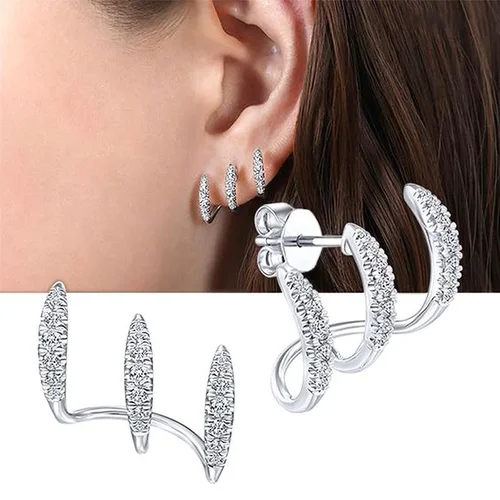 Gold Color Crystal Geometric Stud Earrings