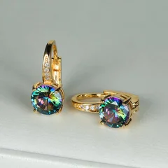 7mm Round Cut Glass Stone Hook Drop Dangle Earrings-9