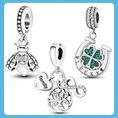 925 Silver Family Tree and Lucky Clover Charm Bead-1