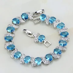 Sky Blue Cubic Zirconia Charm Bracelet for Women-2