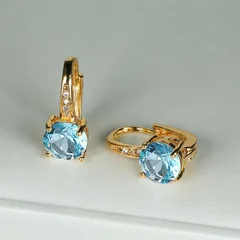 7mm Round Cut Glass Stone Hook Drop Dangle Earrings-41