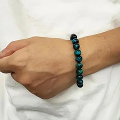 Bohemian Blue Tiger-Eye Beaded Bracelet - 8mm-5