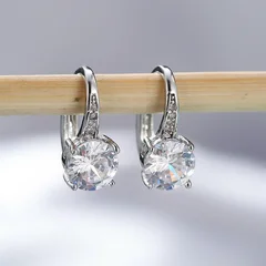 7mm Round Cut Glass Stone Hook Drop Dangle Earrings-12