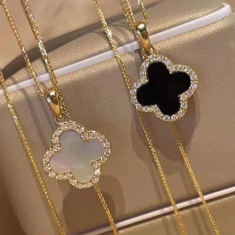 Four-Leaf Clover Rhinestone Pendant Necklace for Women