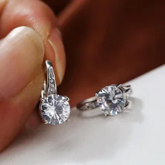 7mm Round Cut Glass Stone Hook Drop Dangle Earrings-20