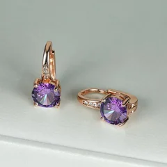 7mm Round Cut Glass Stone Hook Drop Dangle Earrings-29