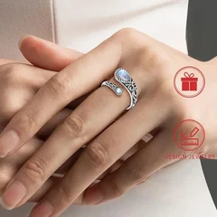 Moonstone Vintage Boho Adjustable Ring-7