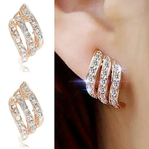 Glass Flower Drop Rhinestone Earrings for Women