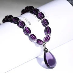 Amethyst Raw Stone Pendant Necklace and Bracelet Set-4