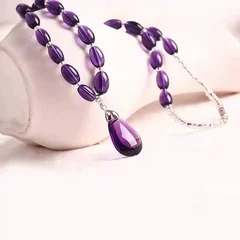 Amethyst Raw Stone Pendant Necklace and Bracelet Set-8