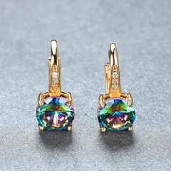 7mm Round Cut Glass Stone Hook Drop Dangle Earrings-10