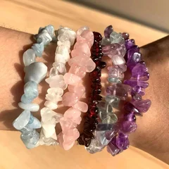 Natural Amethyst Irregular Chip Bead Stretch Bracelet-2
