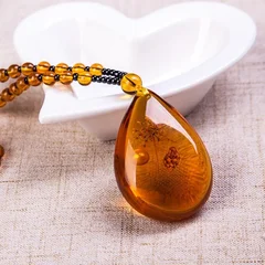 Amber Flotation Brine Beeswax Beads Resin Necklace-5