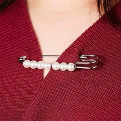 Broche vintage en perles avec pinces pour châle et pull pour femme-6