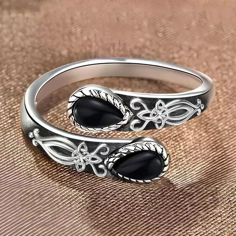 Moonstone Spoon Ring Victorian Retro Relief Bow Posy Adjustable Ring