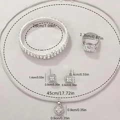 6-teiliges Damen-Set mit Strass-Quarz-Analoguhr und Schmuck-17