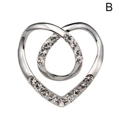 Broche de Lenço Coração com Strass de Metal Feminino-3