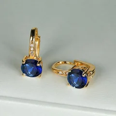 7mm Round Cut Glass Stone Hook Drop Dangle Earrings-35