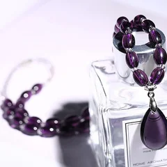 Amethyst Raw Stone Pendant Necklace and Bracelet Set-3