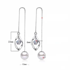 Vintage Korean Style Pearl Zircon Tassel Dangle Earrings for Women-10