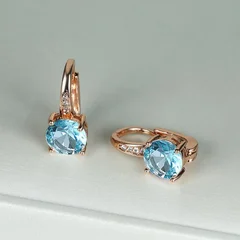 7mm Round Cut Glass Stone Hook Drop Dangle Earrings-30