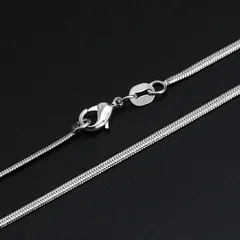 Fashion Silver Color Flat Snake Chain Necklace 2mm Width-4