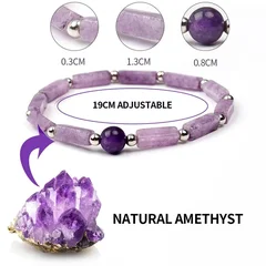 Women's Natural Amethyst Adjustable Bracelet-3