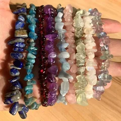 Natural Amethyst Irregular Chip Bead Stretch Bracelet-1