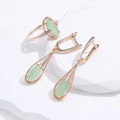 Kinel Green Cubic Zirconia Long Drop Earrings for Women-8