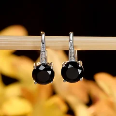 7mm Round Cut Glass Stone Hook Drop Dangle Earrings-23
