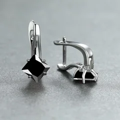 Brincos de Noivado com Pedra Azul-Água de Corte Diamante na Cor Dourada-21