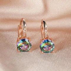 7mm Round Cut Glass Stone Hook Drop Dangle Earrings-8