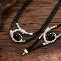 Bohemian Hand-Woven Leather Bracelet and Necklace Set with Alloy Magnetic Clasp-3