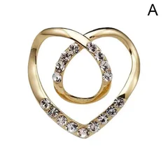 Broche de Lenço Coração com Strass de Metal Feminino-6