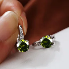 7mm Round Cut Glass Stone Hook Drop Dangle Earrings-34