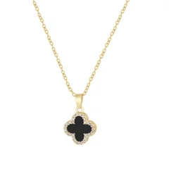 Four-Leaf Clover Rhinestone Pendant Necklace for Women-7