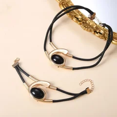 Bohemian Hand-Woven Leather Bracelet and Necklace Set with Alloy Magnetic Clasp-6