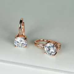 7mm Round Cut Glass Stone Hook Drop Dangle Earrings-1