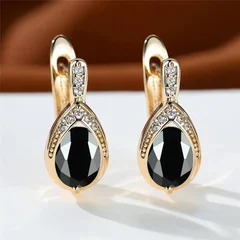 Teardrop Stone Dangle Earrings in Gold Color for Women-9